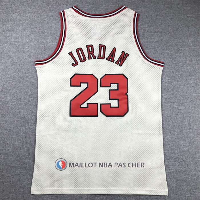 Maillot Chicago Bulls Michael Jordan NO 23 Mitchell & Ness Chainstitch Creme